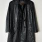 Double breasted leather coat | Black