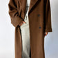 Oversized long wool coat | Brown