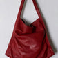 Leather shoulder bag red