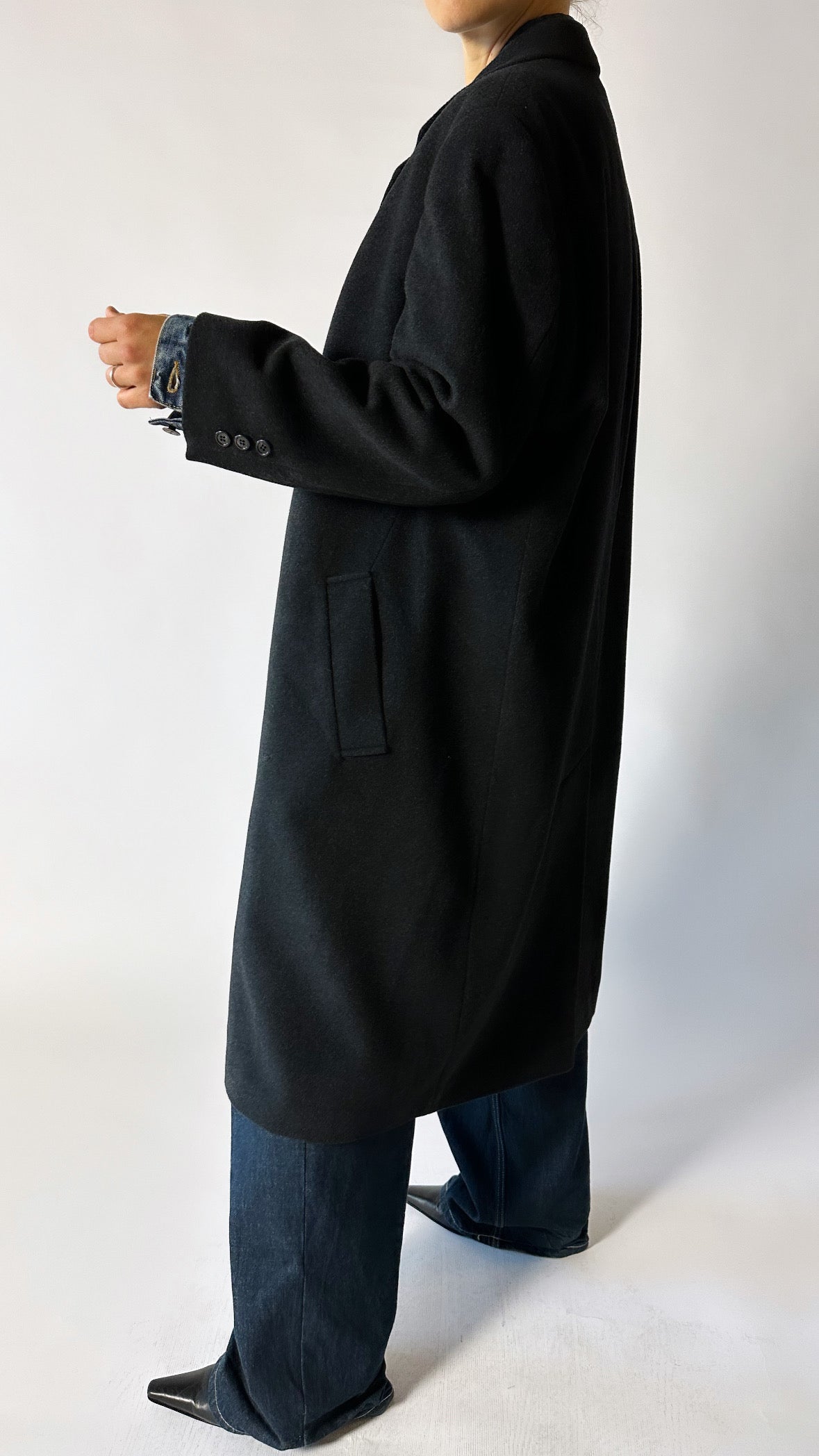 Oversized wool coat | Black