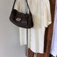 Leather shoulder bag dark brown