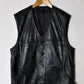 Oversized leather vest | Black