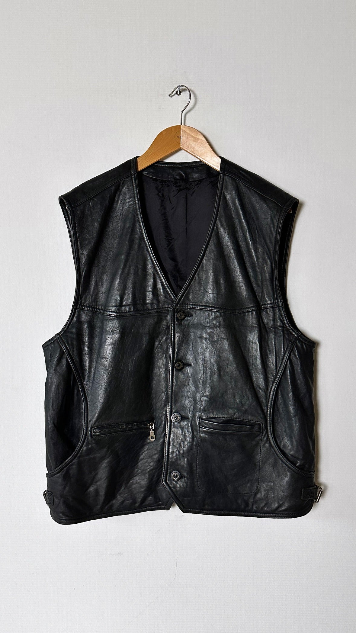 Oversized leather vest | Black