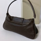 Leather shoulder bag dark brown