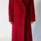 Double-breasted wool coat | Red