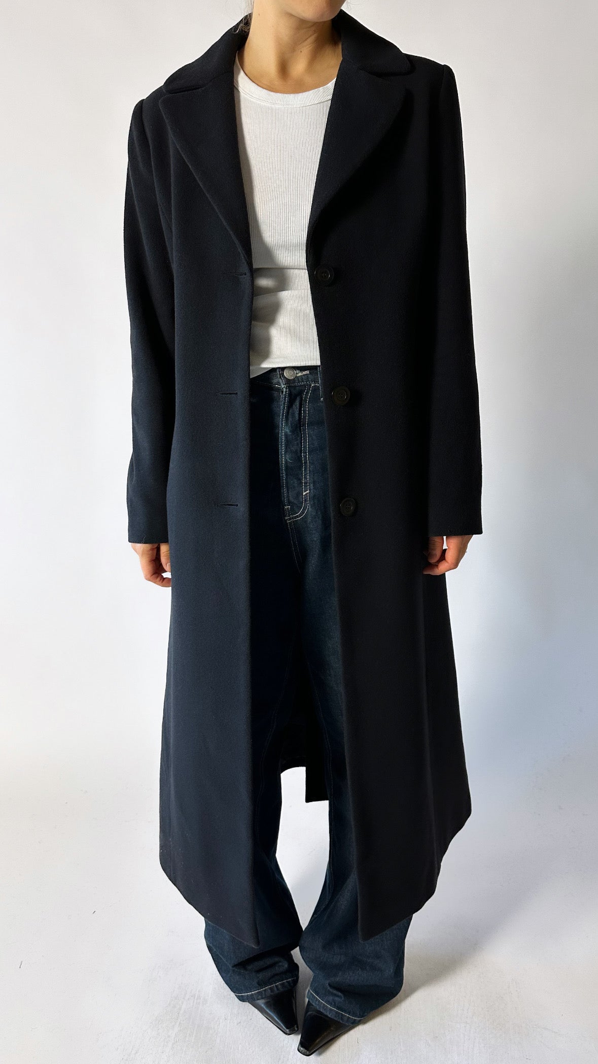 Fitted wool coat | Black