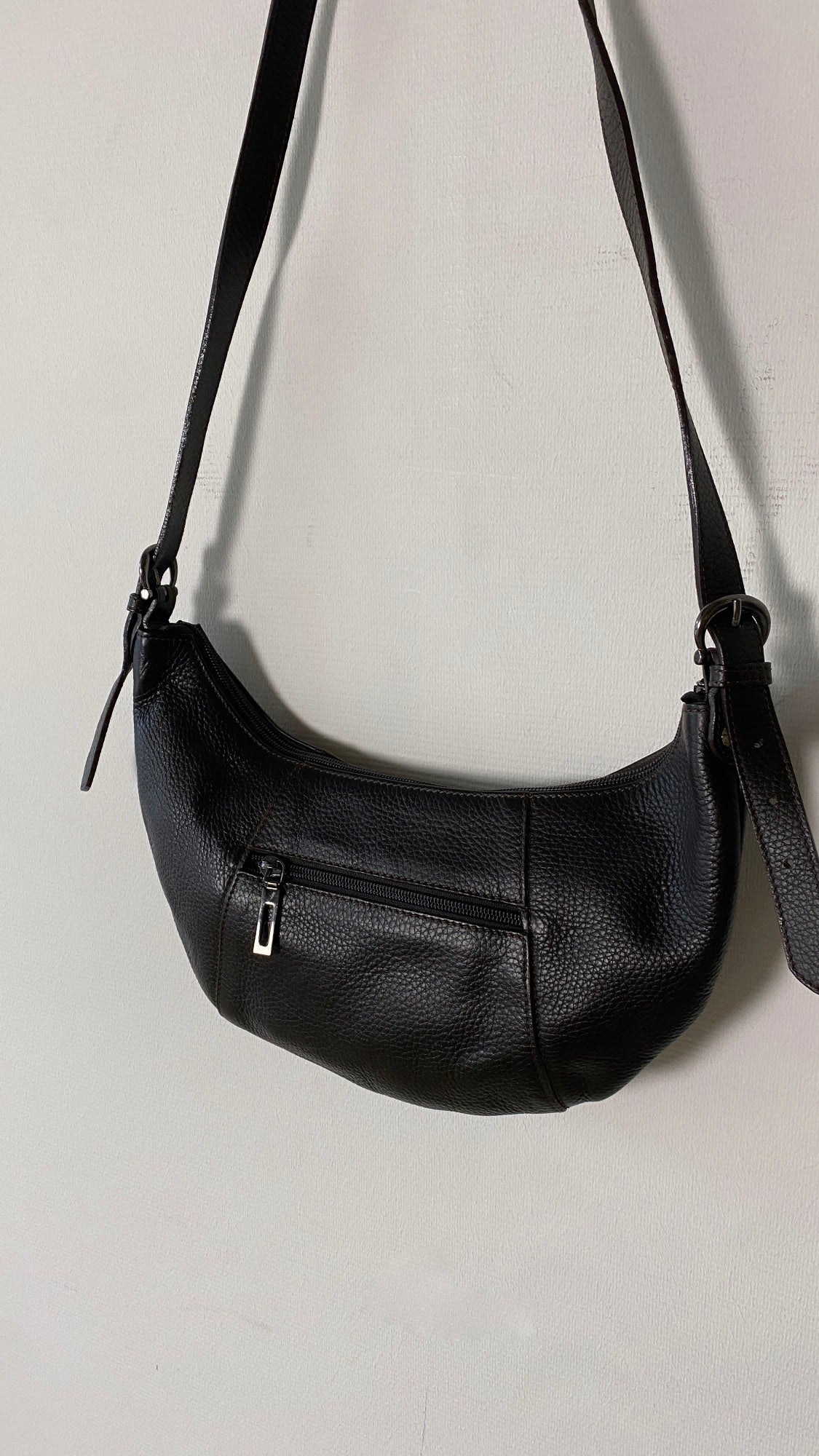 Leather crossbody bag dark brown