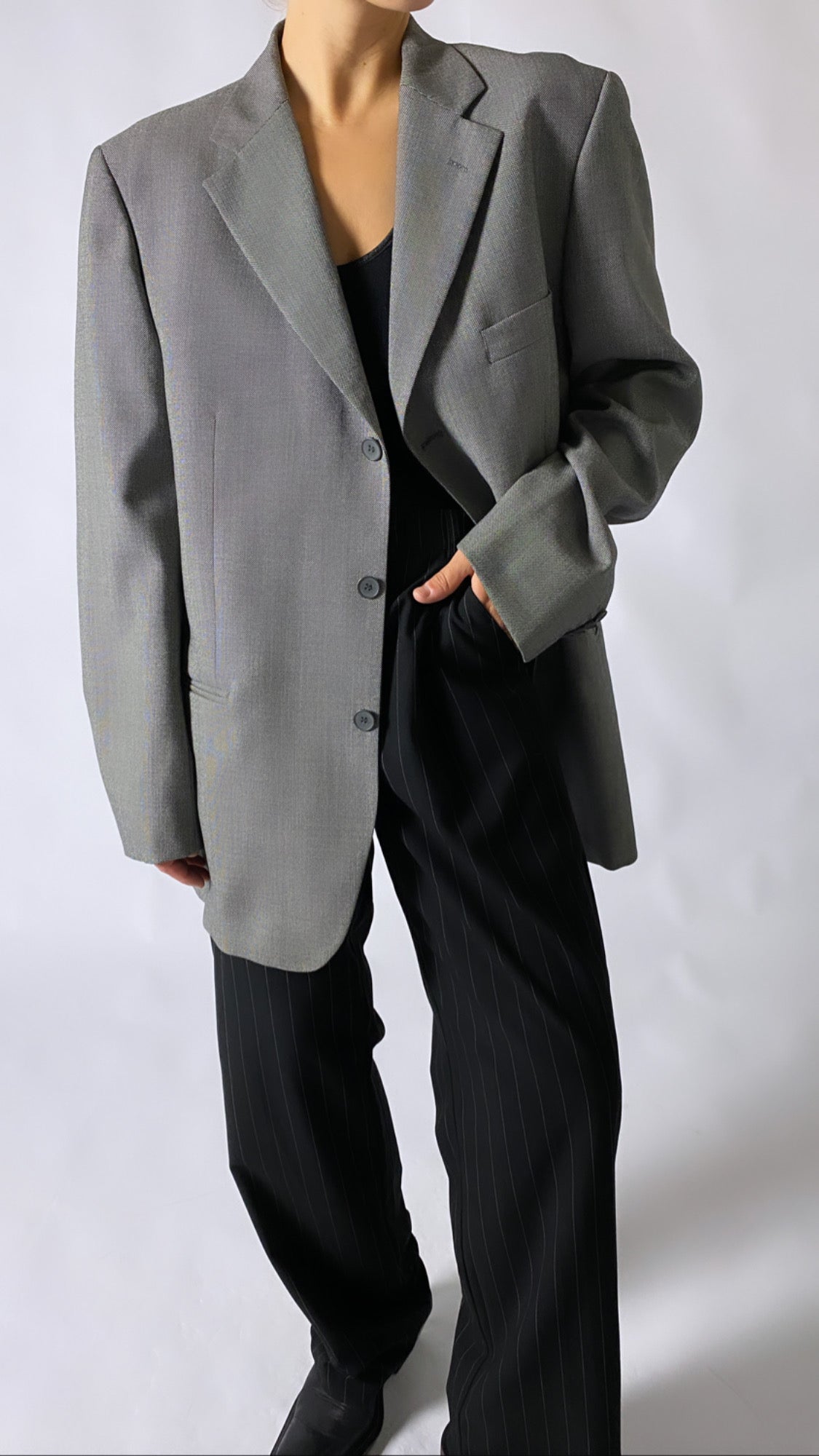 Wool oversized blazer grey