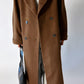 Oversized long wool coat | Brown