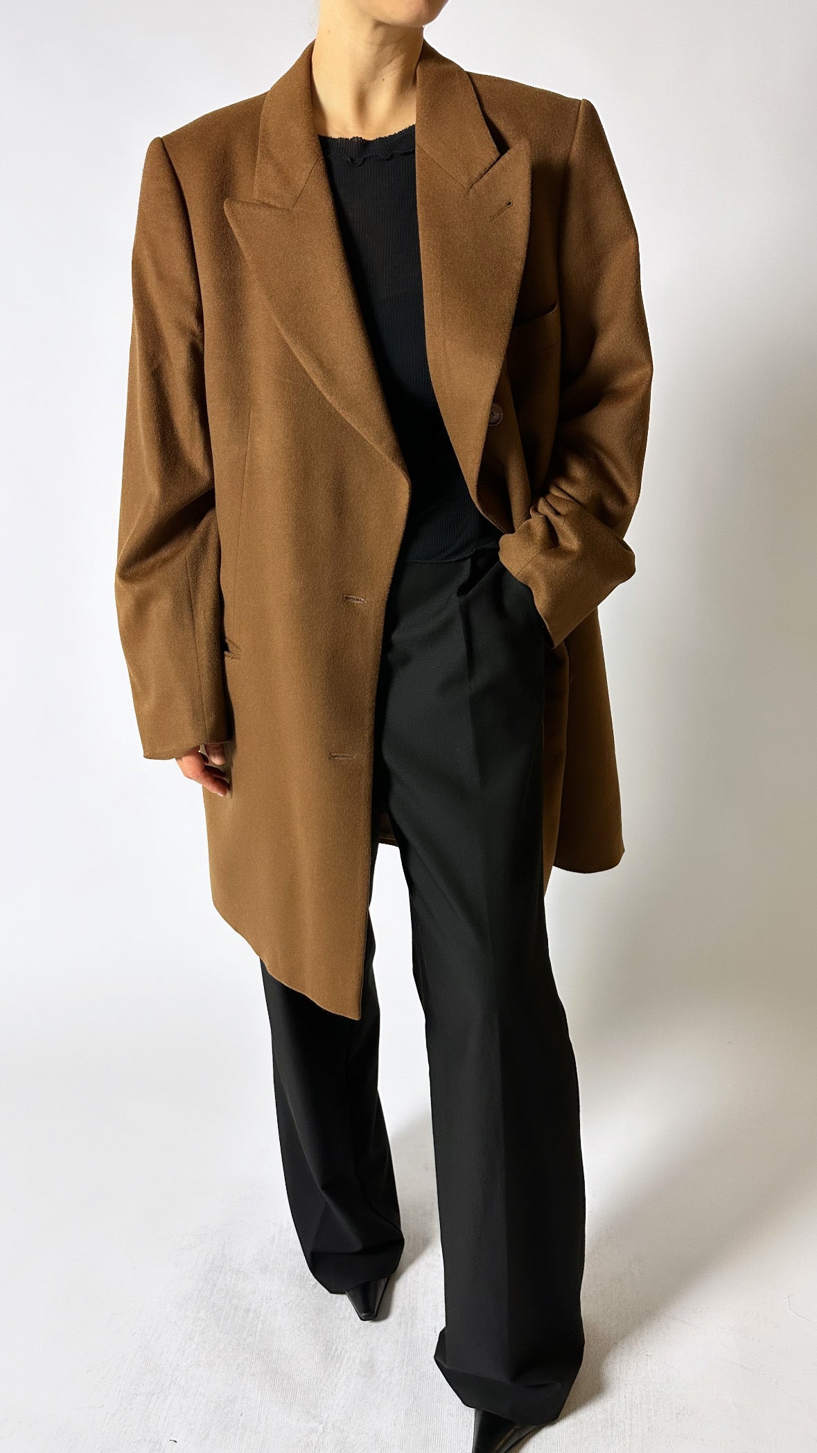 Cashmere blazer coat | Camel