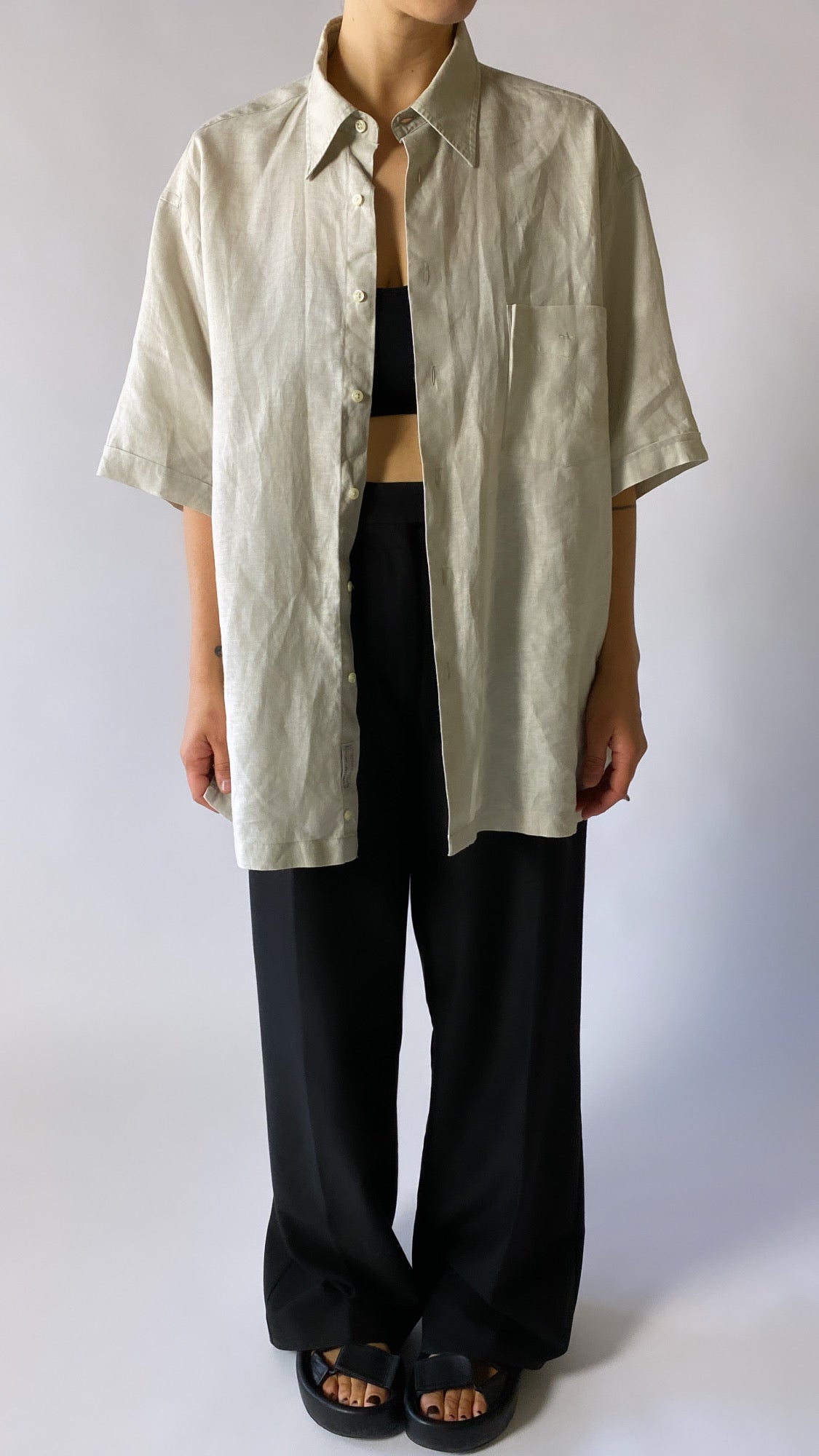 Linen shirt stone grey