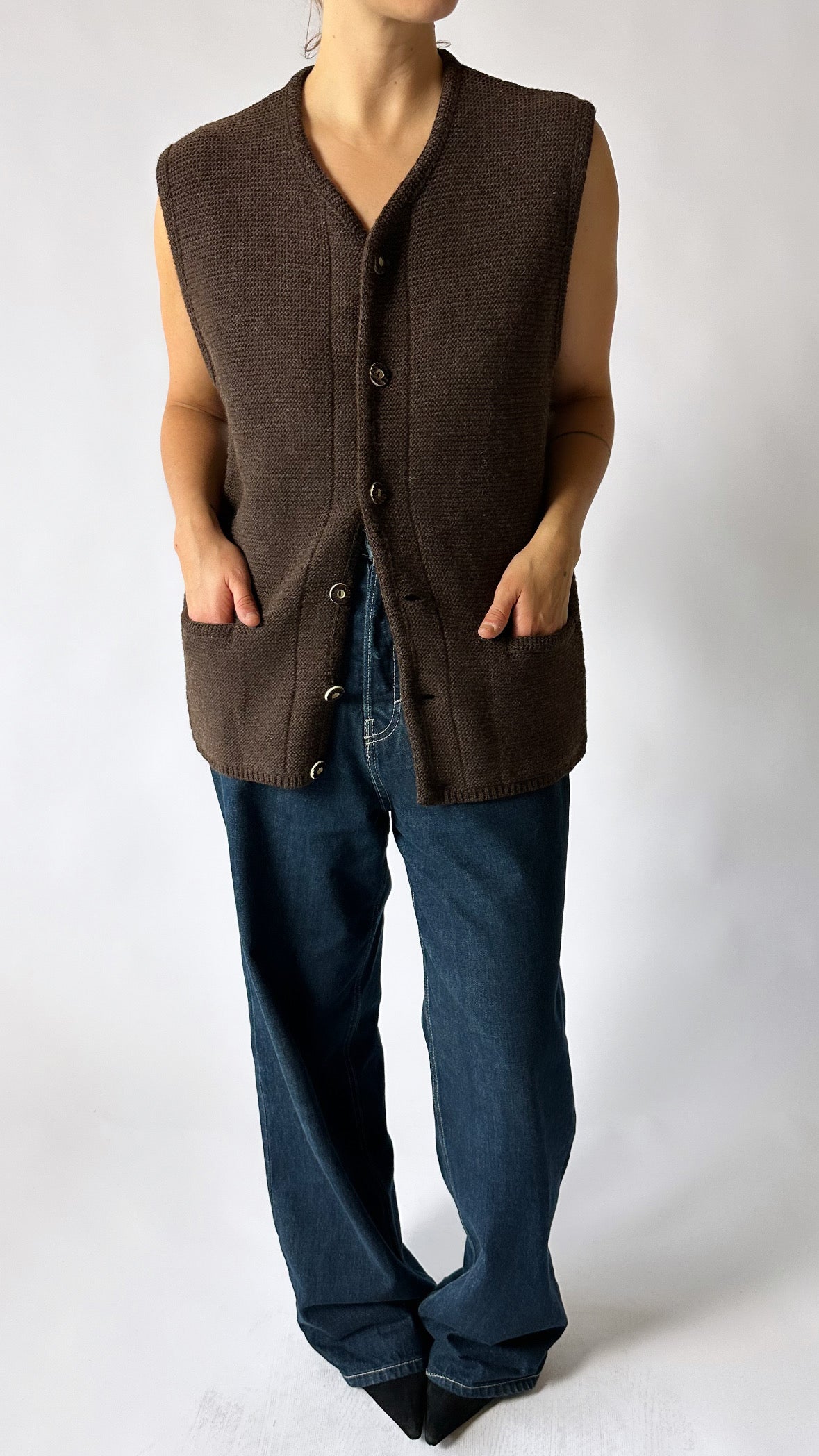 Wool vest | Dark brown