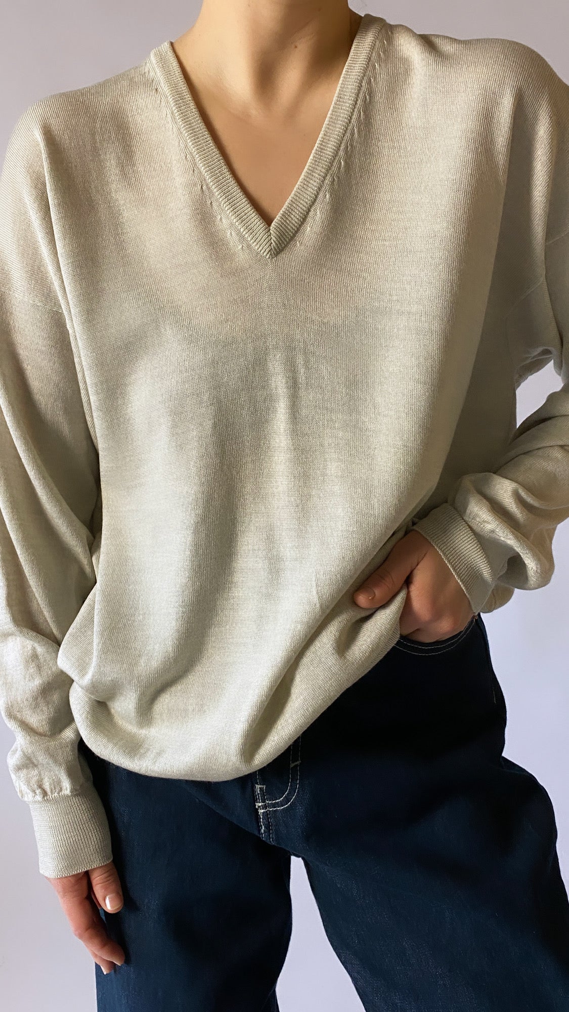 Fine knitted sweater Stone beige