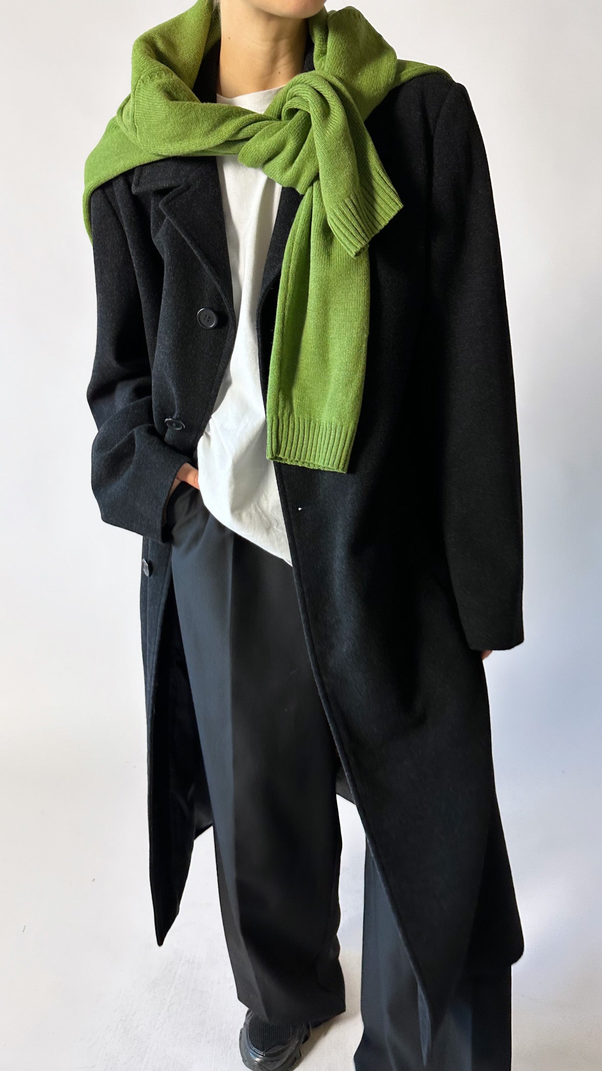 Oversized unisex wool coat | Off black