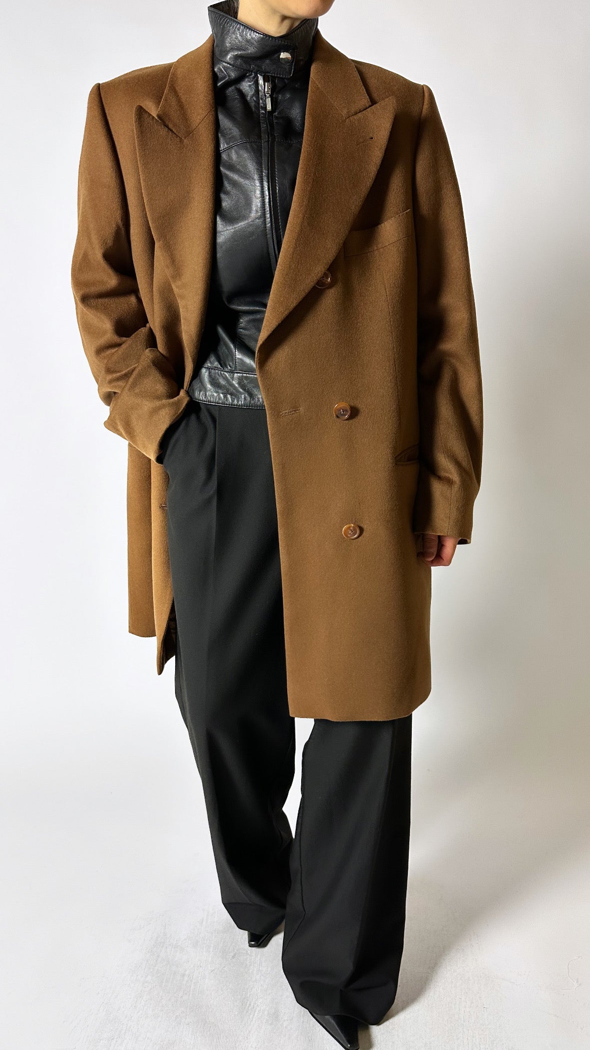 Cashmere blazer coat | Camel