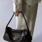 Leather shoulder bag dark brown