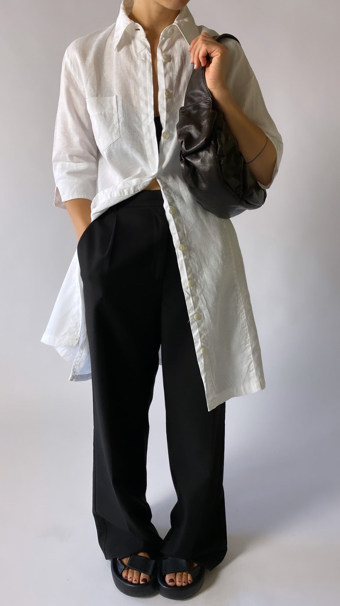 Long linen shirt white