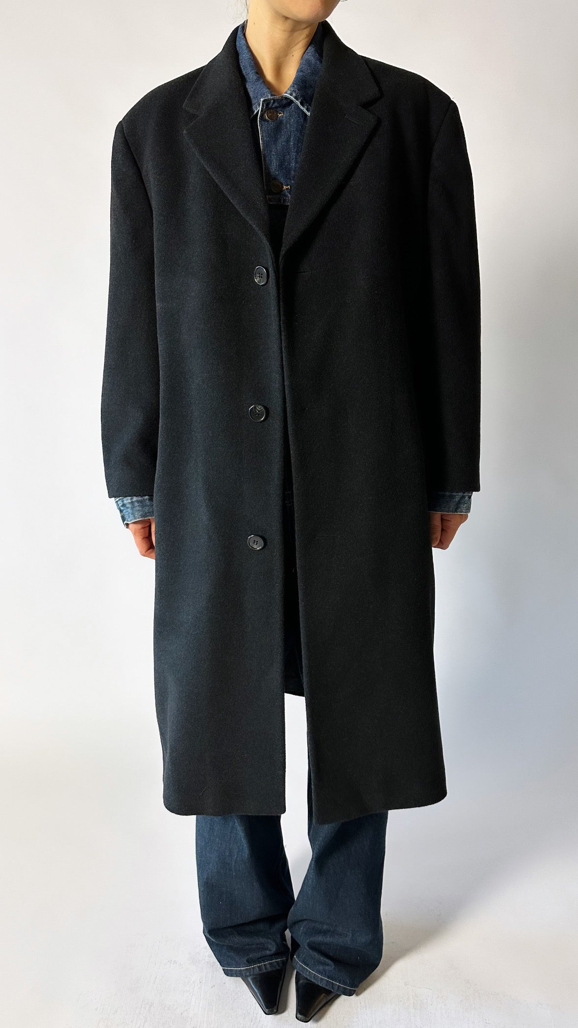 Oversized wool coat | Black