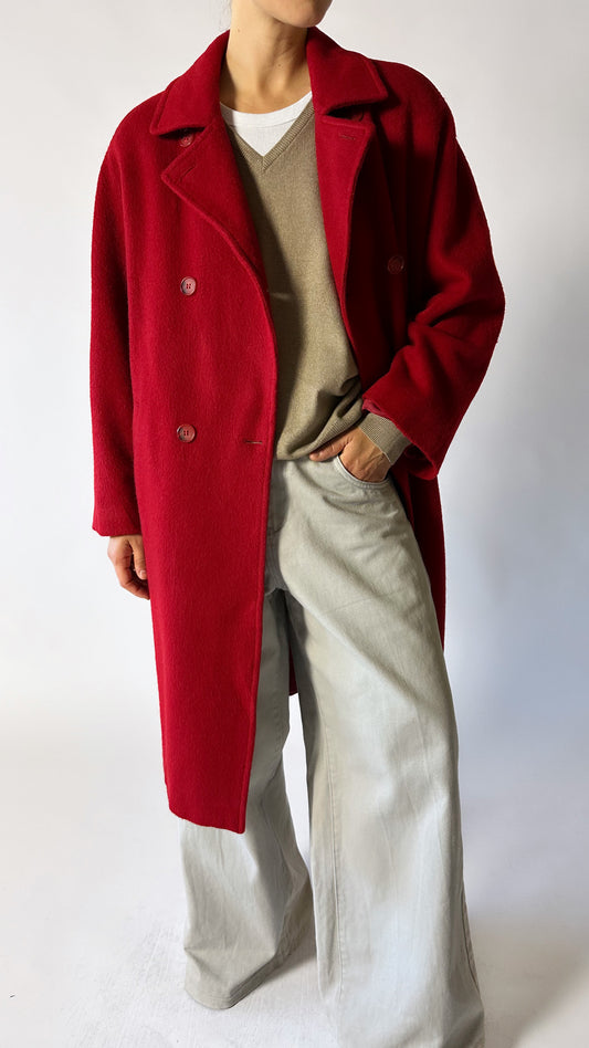 Oversized double-breasted coat | Red