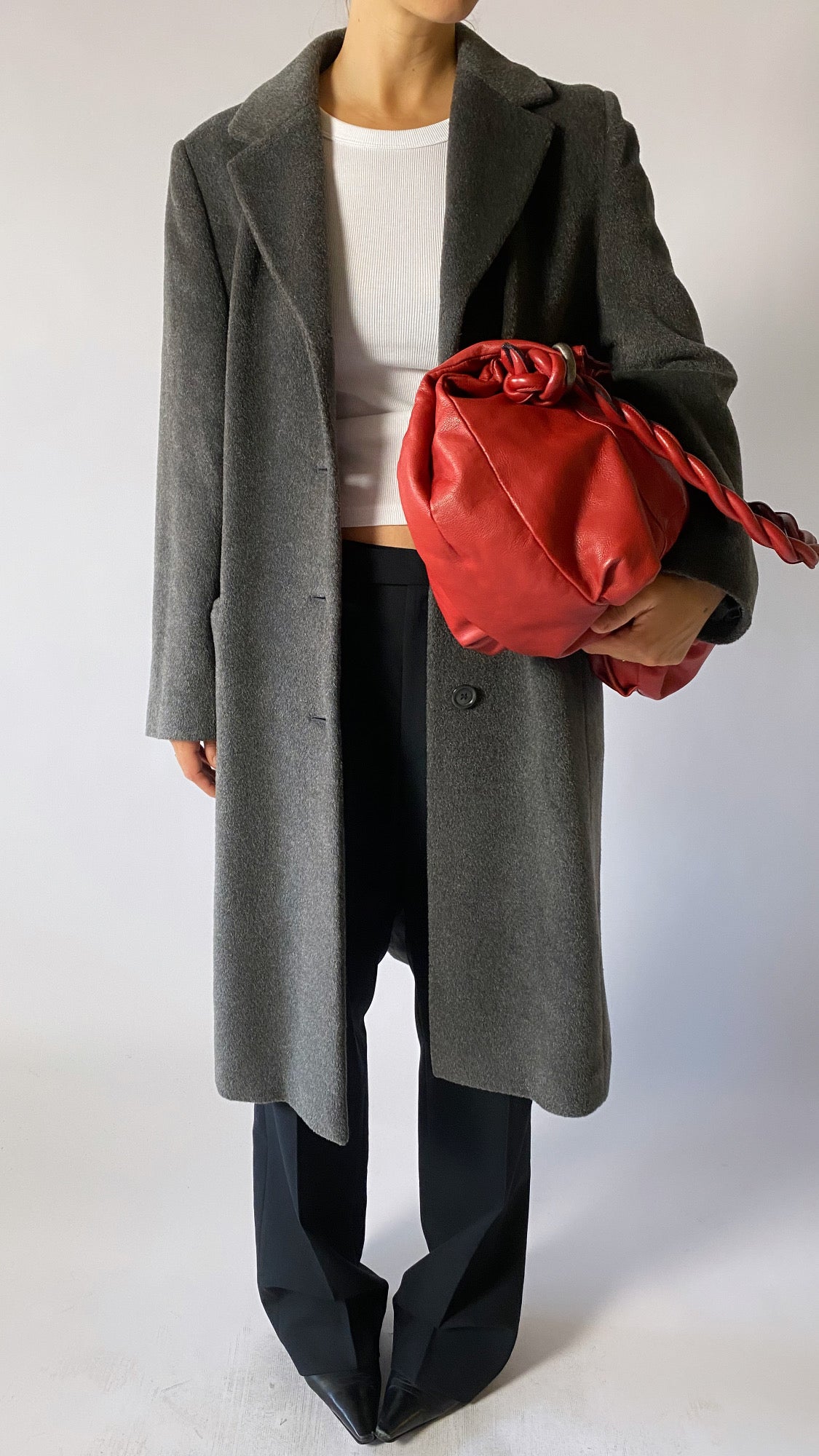 Long lambswool/ mohair coat | Grey