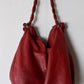 Leather tote bag red