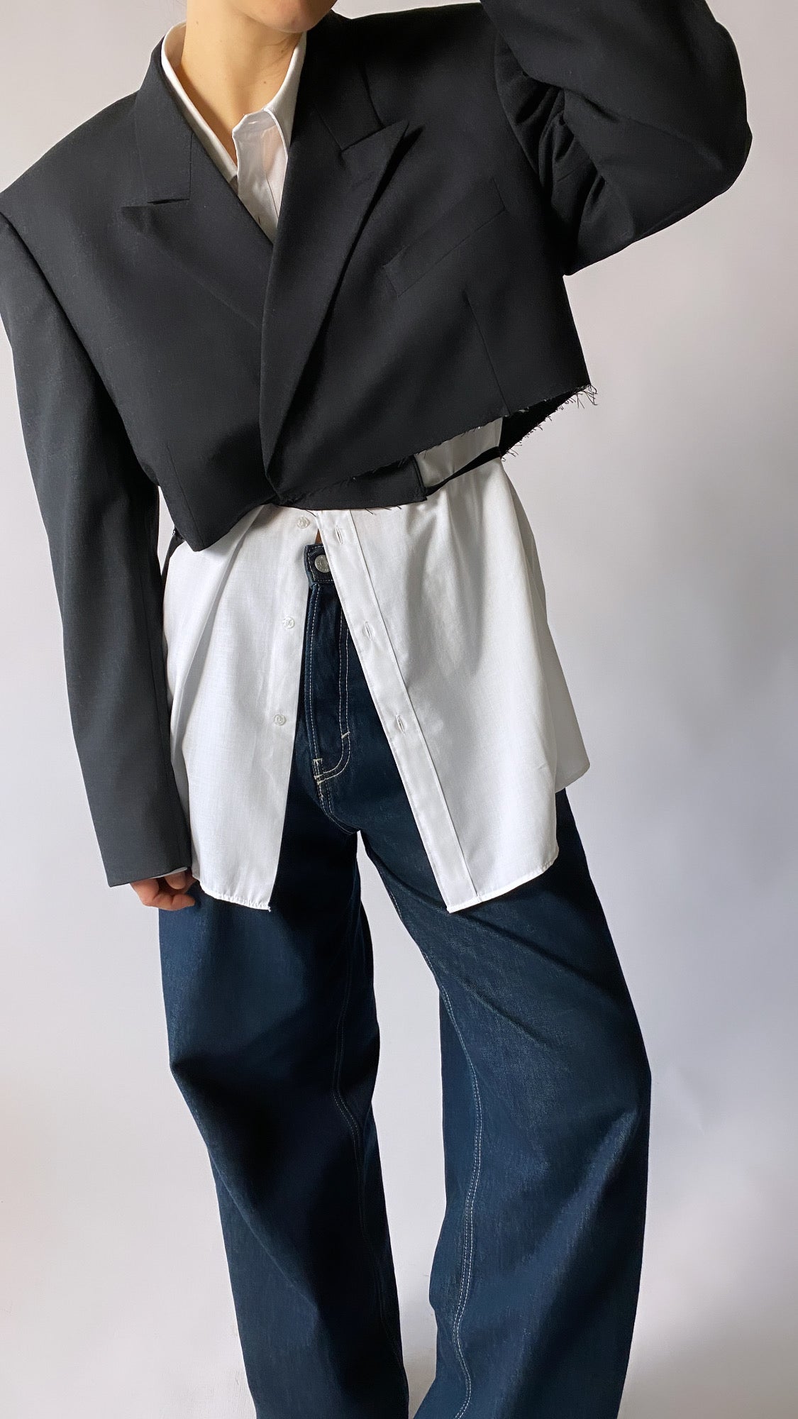 Cropped blazer black - Upcycled