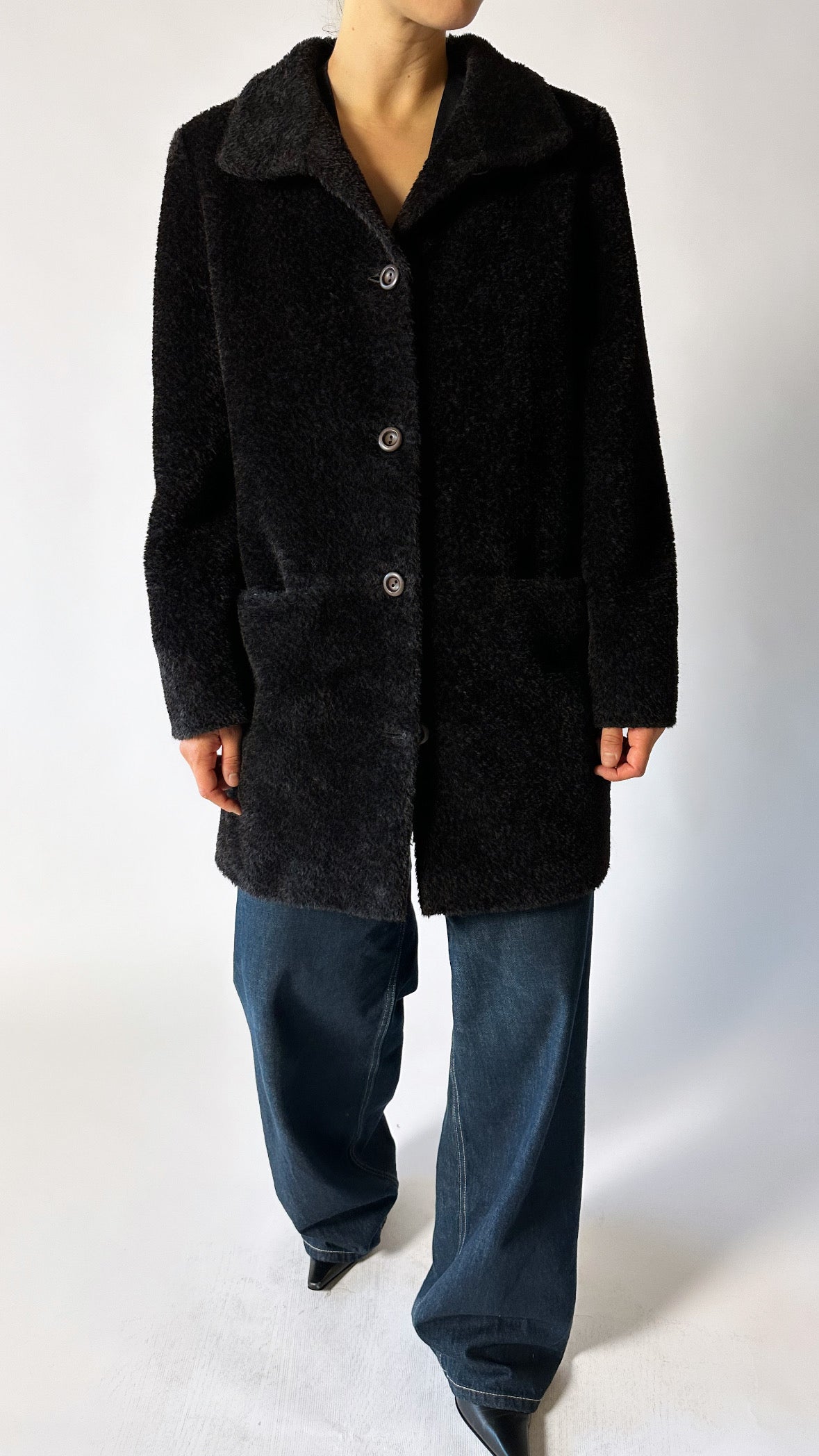 Alpaca fur coat | Dark brown