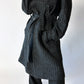 Belted wool trench coat | Grey houndstooth