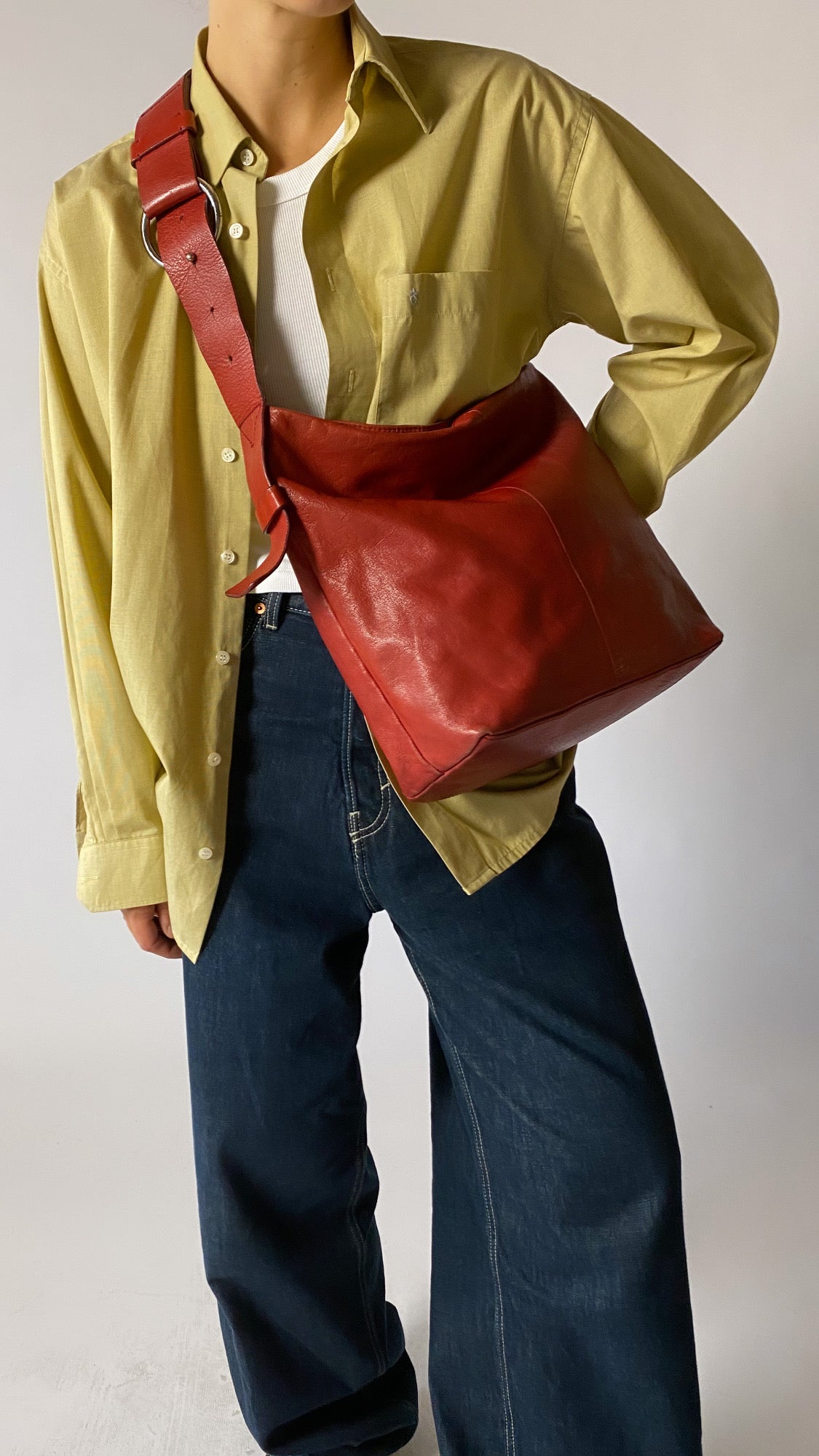 Leather crossbody bag red