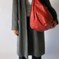 Leather tote bag red