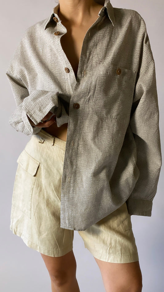 Cotton melee shirt off white/ taupe