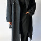 Belted wool trench coat | Grey houndstooth