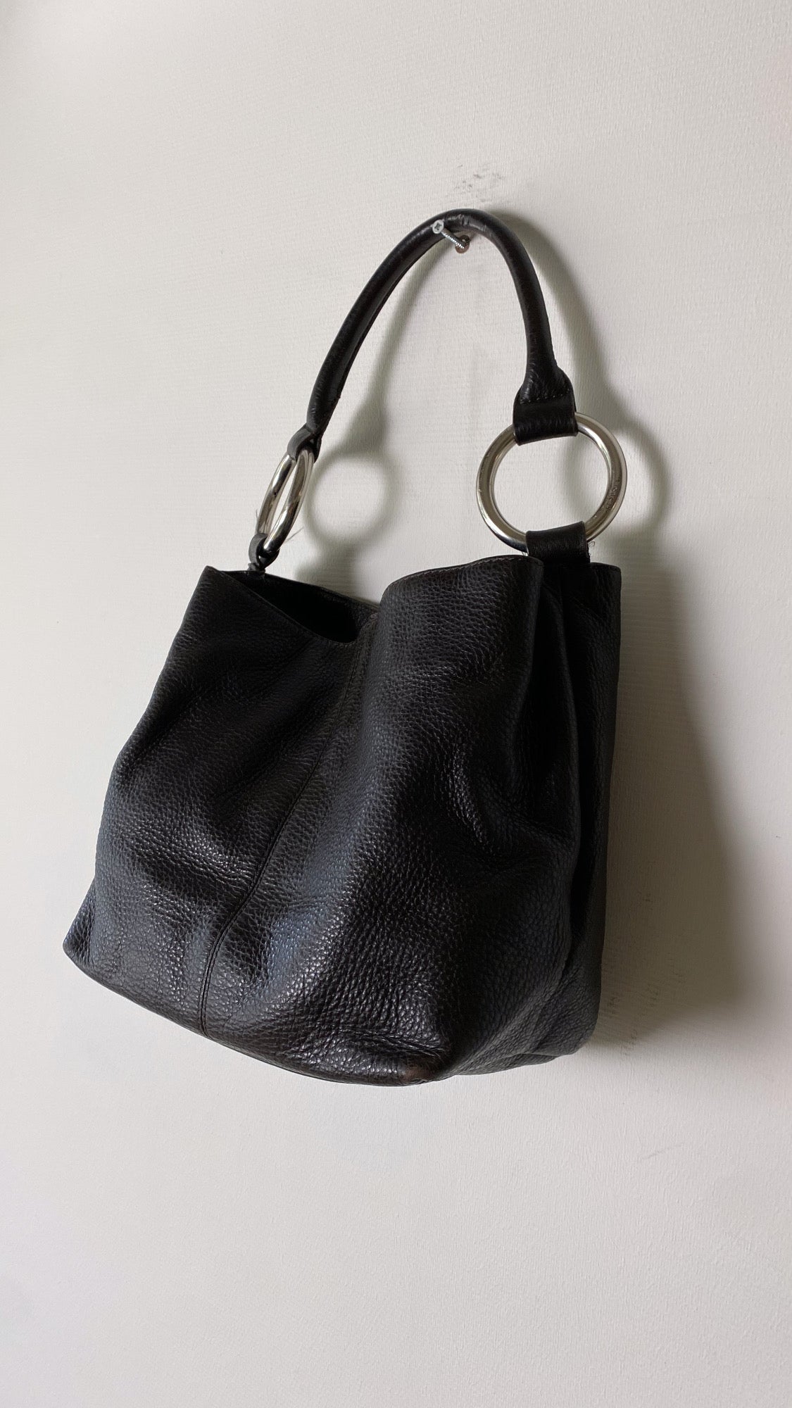 Leather shoulder bag dark brown