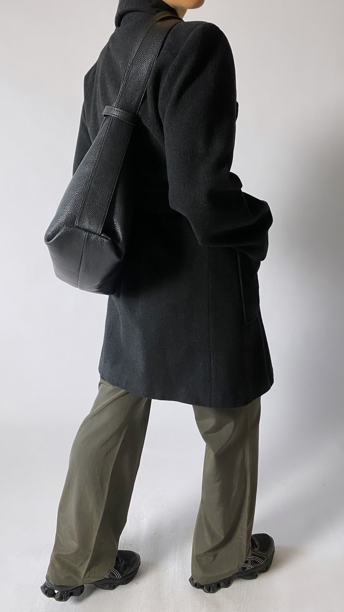 Belted wool coat dark grey