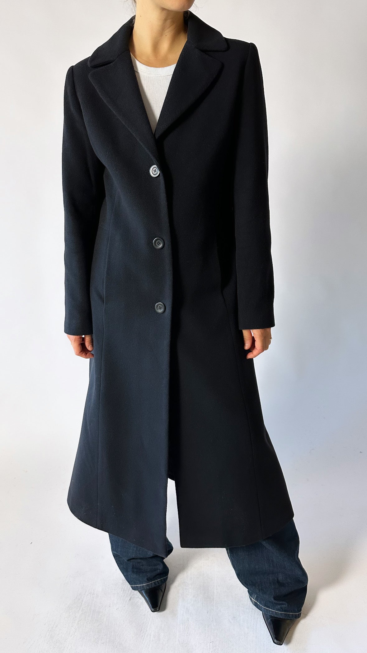 Fitted wool coat | Black