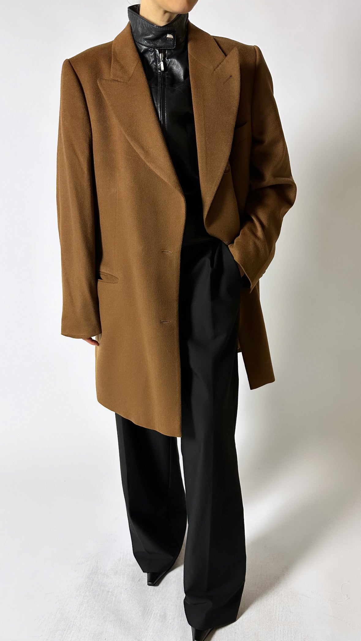 Cashmere blazer coat | Camel