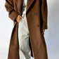 Oversized long wool coat | Brown