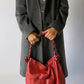 Leather tote bag red