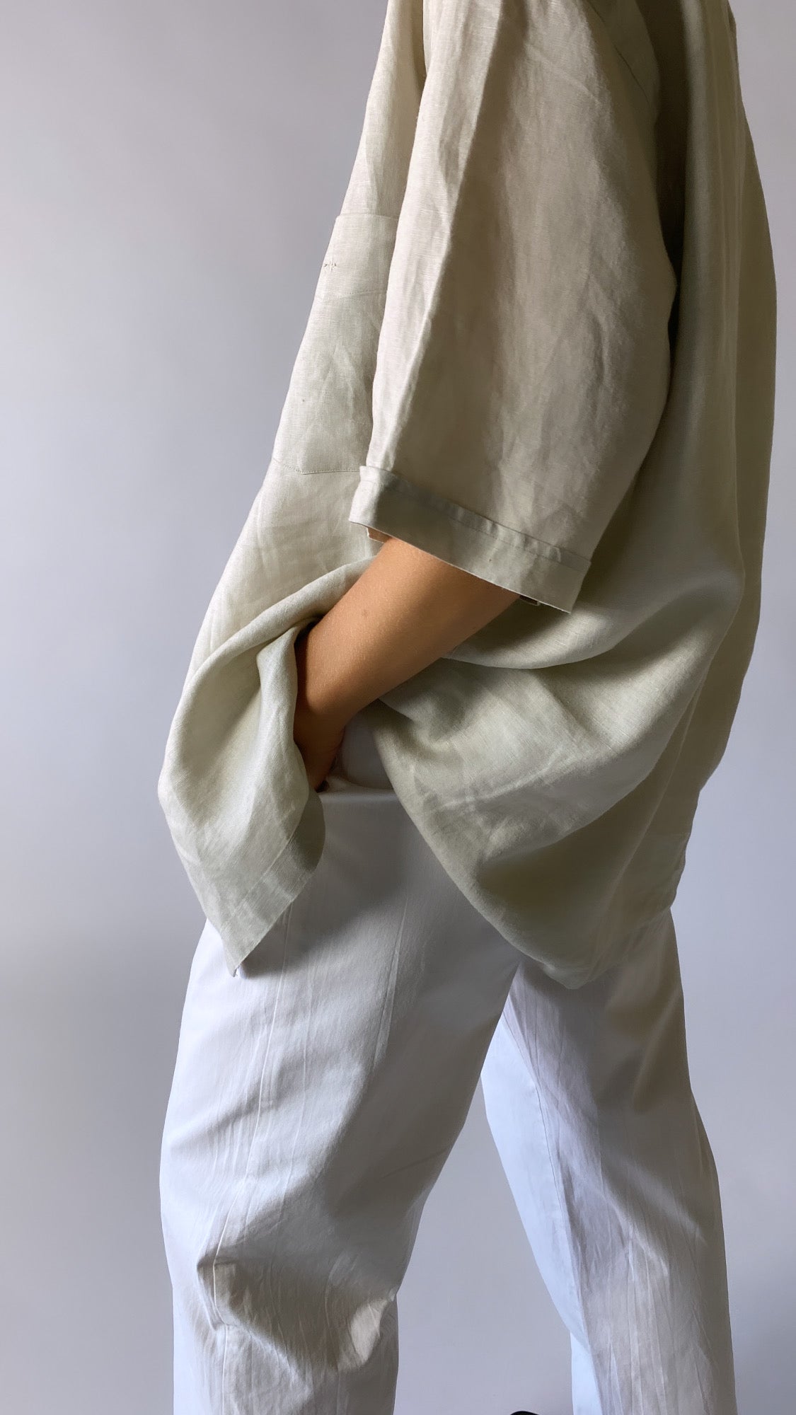 Linen shirt stone grey