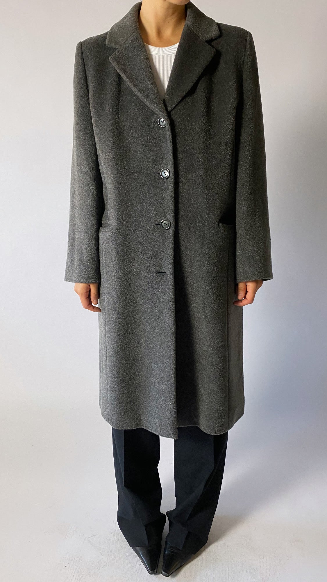 Long lambswool/ mohair coat | Grey