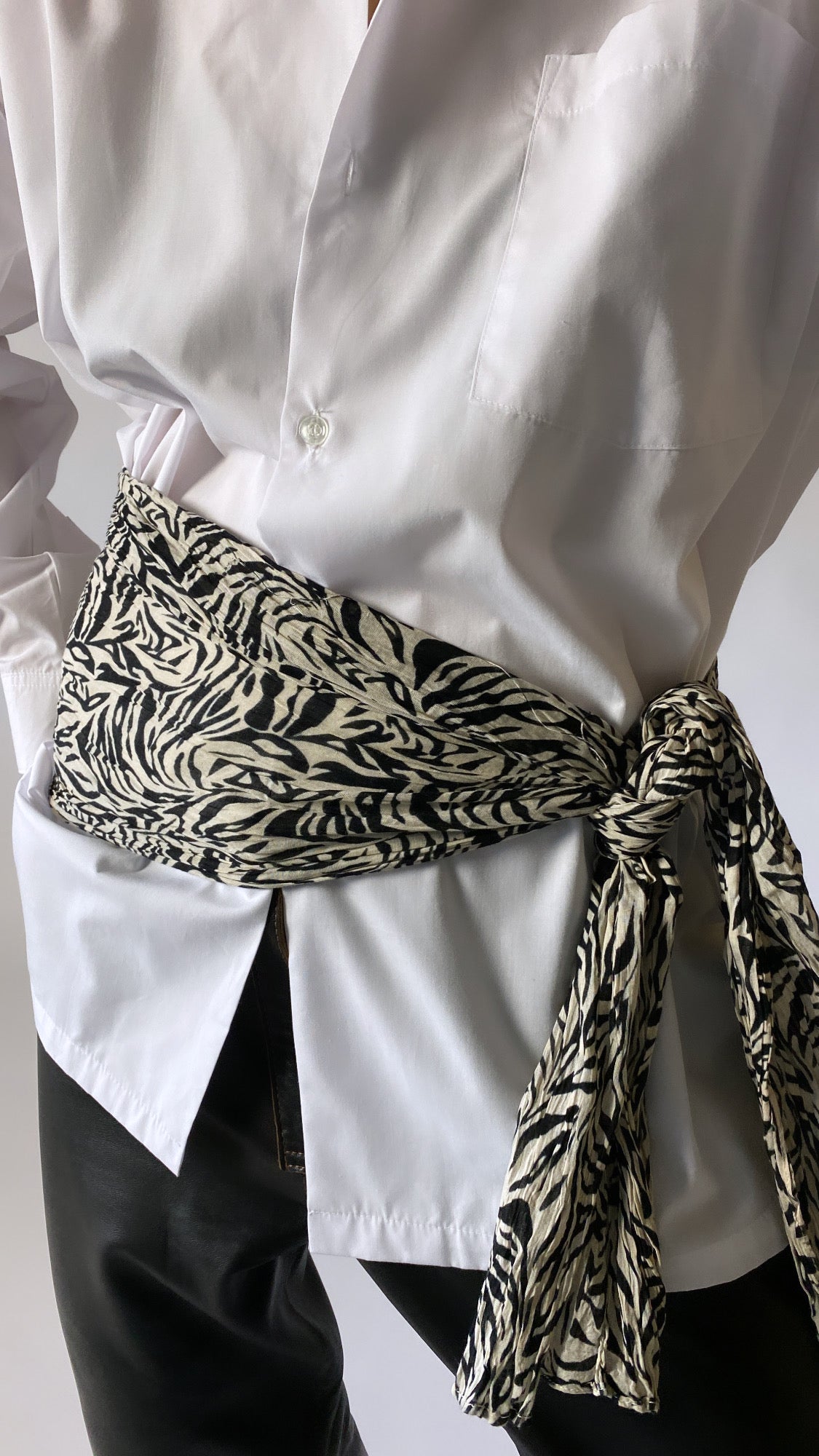 Cotton scarf off white / black