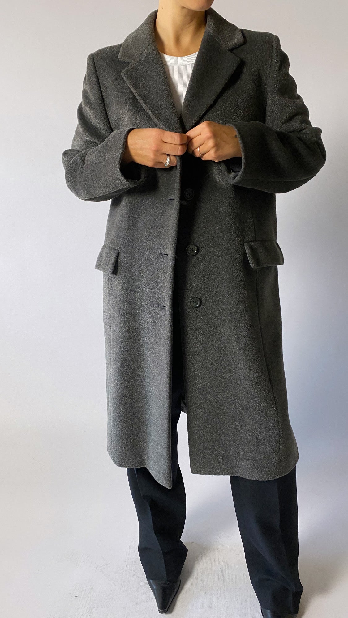 Long lambswool/ mohair coat | Grey