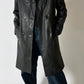 Double breasted leather coat | Black