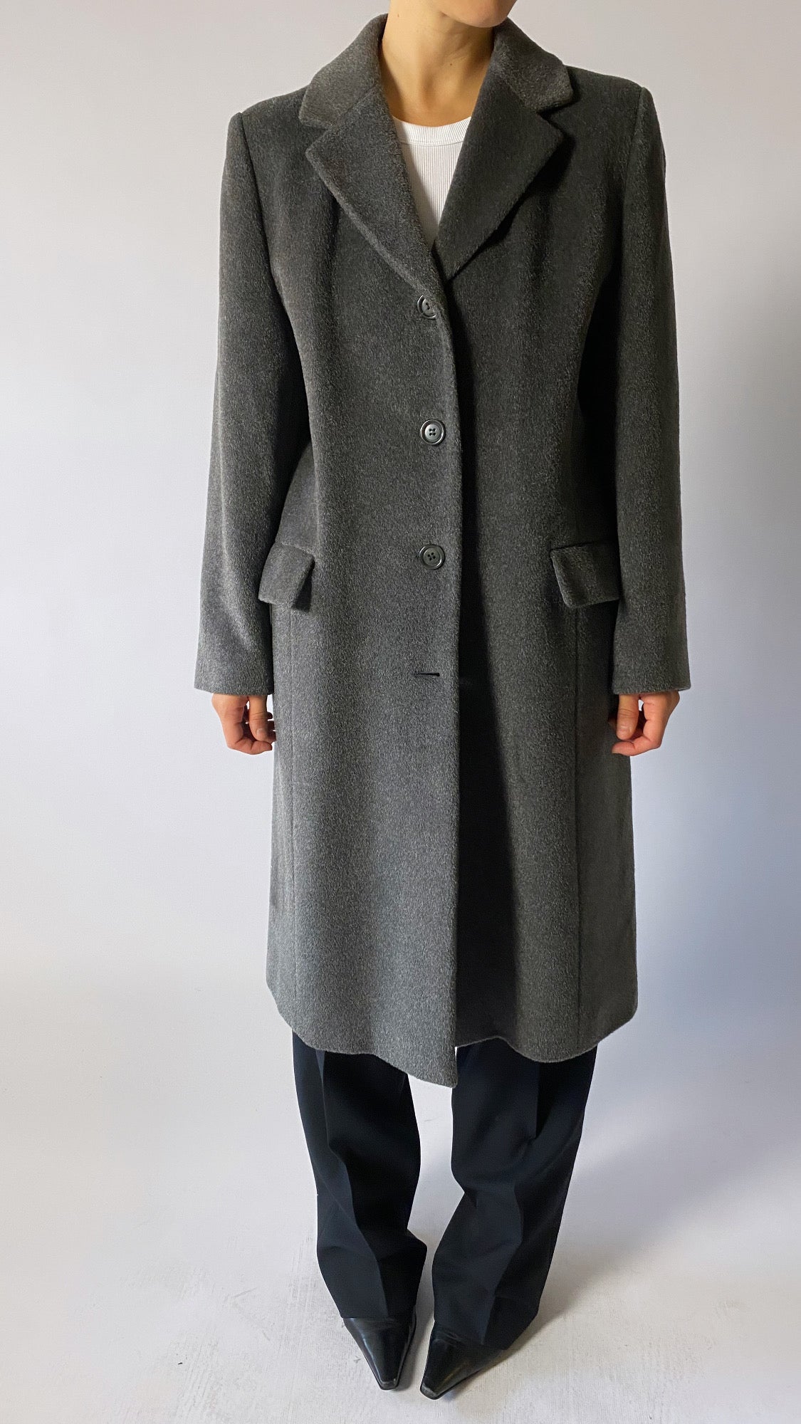 Long lambswool/ mohair coat | Grey