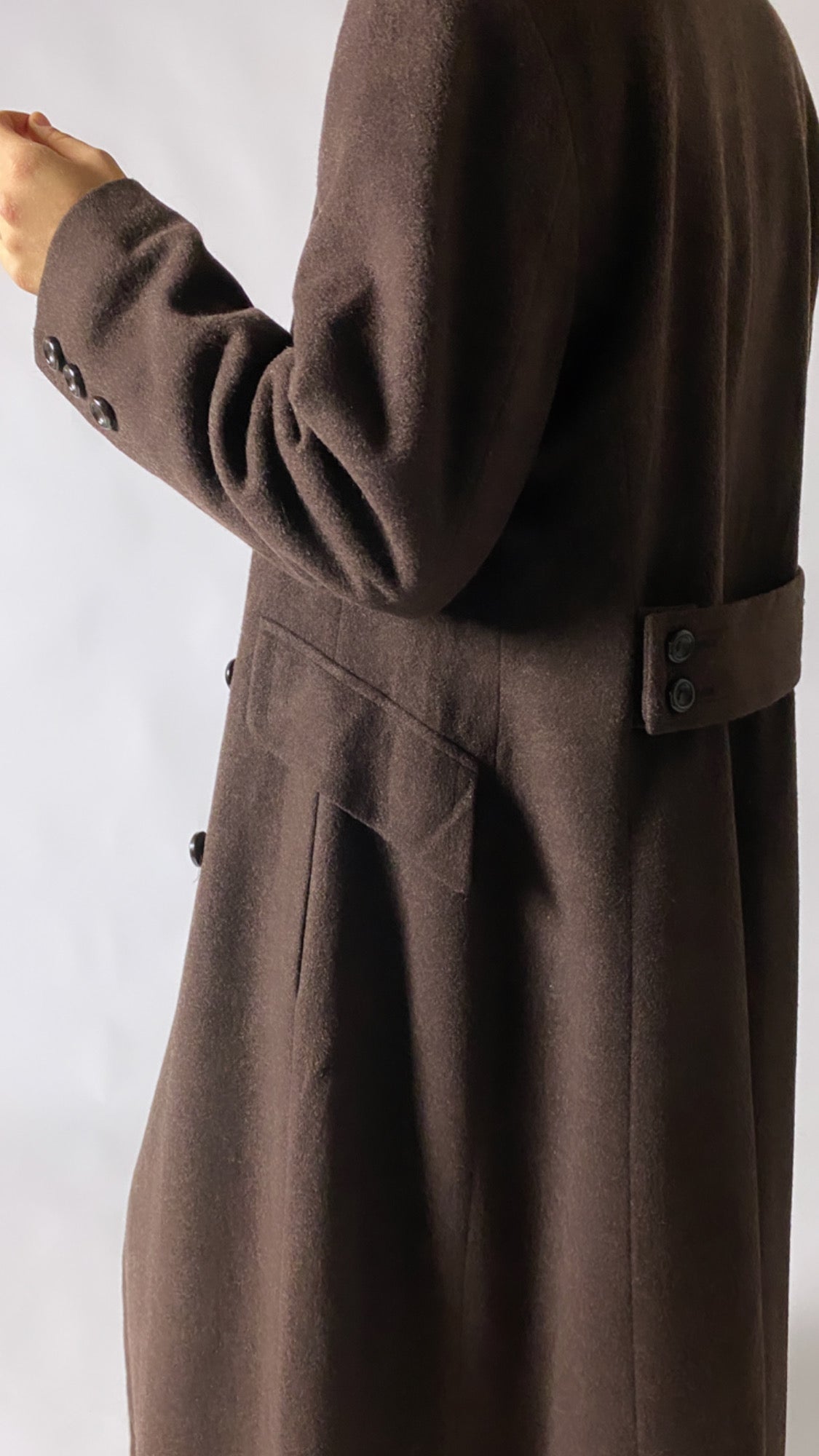 Maxi wool coat | Dark brown