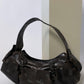 Leather shoulder bag dark brown