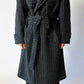 Belted wool trench coat | Grey houndstooth