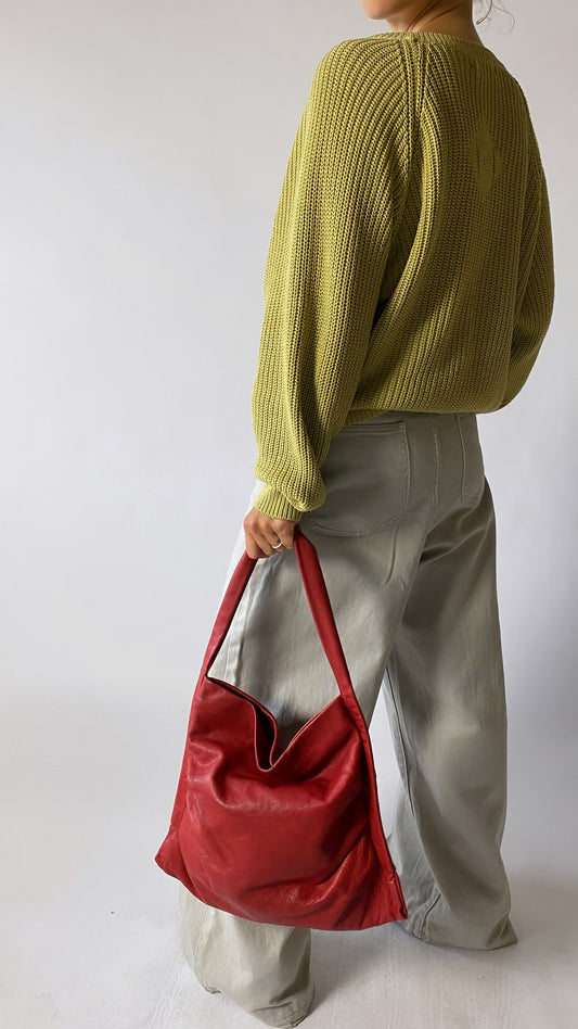 Leather shoulder bag red