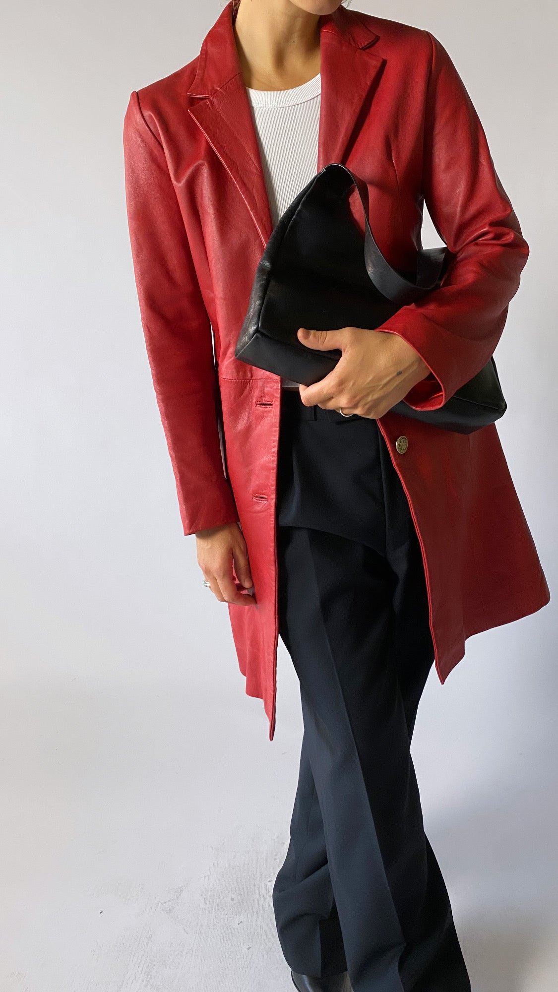 Leather coat brigth red