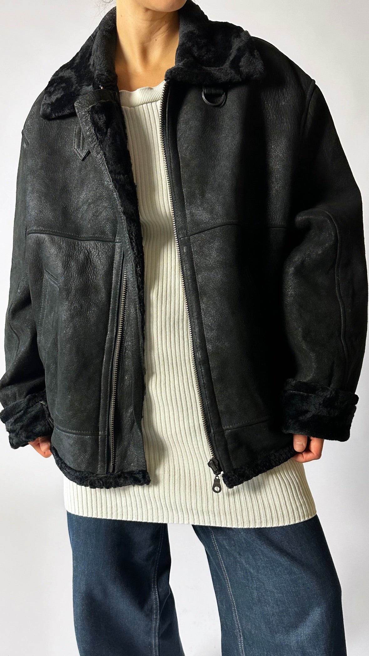 Oversized lammy coat | Black